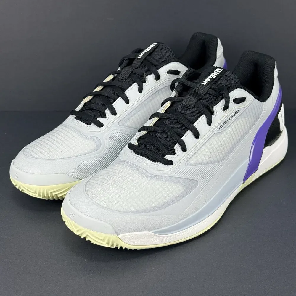 Wilson Rush Pro 5 SAMPLE Men's Tennis Shoes 10 Size WRS33853S White/Black/Purple